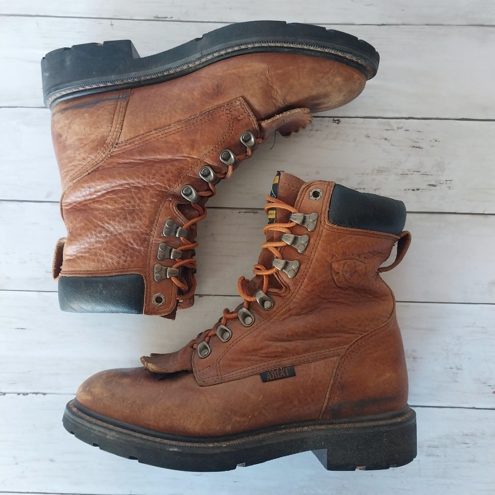 Ariat Heritage Lacer Western Boots Mens 7 Leather Round Toe Work Boot Ariat Boot